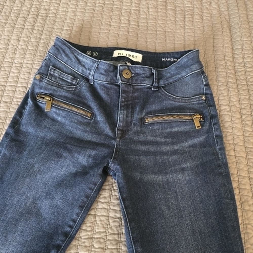 DL1961 Margaux Instasculpt Ankle‎ Skinny Jeans Blue Moto Zip 26